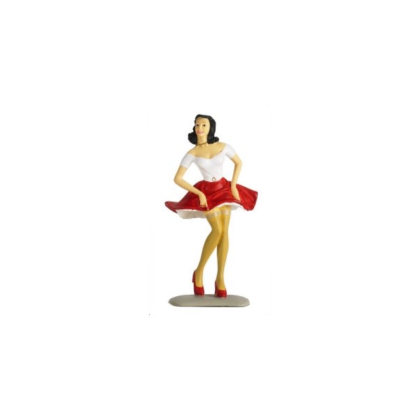 Figurine Pin-Up Rouge Éclatante avec Plateau Décoratif - 30 cm
