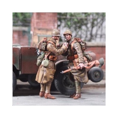 Figurines maquette Motocycliste et soldat français 2ème GM Mai 40