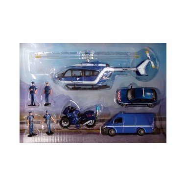 Miniature Eurocopter EC145, Focus, moto, camionnette et figurines Gendarmerie