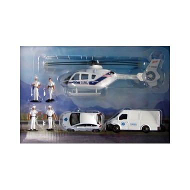 Miniature Eurocopter EC135, Citroen C4, Camionnette et figurines SAMU