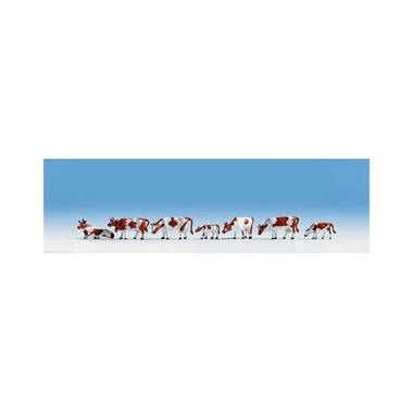 Figurines Vaches brunes et blanches