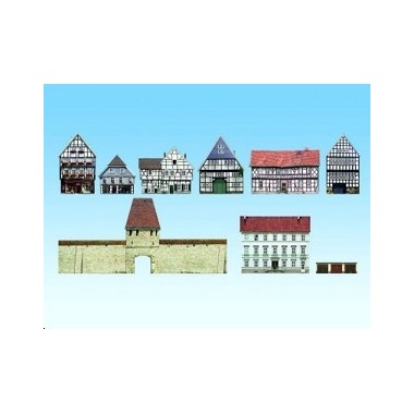 Fond de décor de batiments en demi-relief "Centre ville ancien"