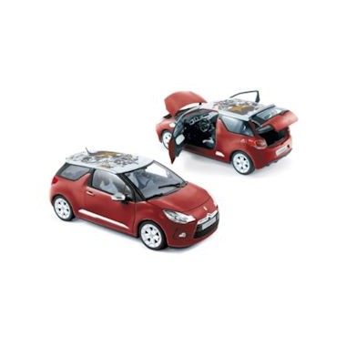 Miniature Citroen DS3 Rouge sanguin toit blanc 2010