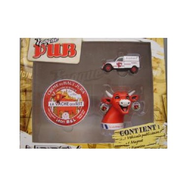 Miniature Vache qui Rit 2CV + figurine + 1 magnet