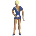 Figurine femme légère avec cigarette, bleu foncé
