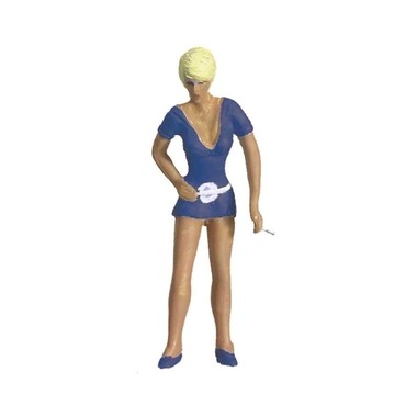 Figurine femme légère avec cigarette, bleu foncé