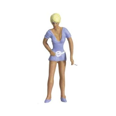 Figurine femme légère avec cigarette, bleu clair