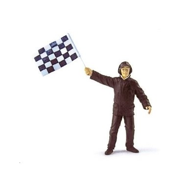 Figurine directeur de course moderne avec drapeau