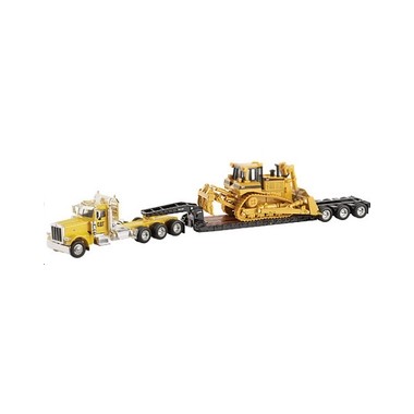 Miniature Peterbilt 389 + remorque surbaissée + CAT D8R