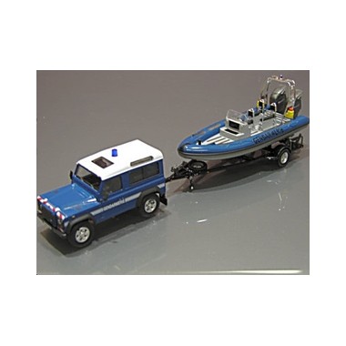 Miniature Land Rover Defender + canot Gendarmerie