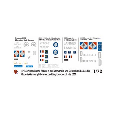 Décalques Marquages Chars français en Normandie, 1944-45,  N°1