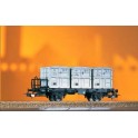 Wagon plat + 3 containers DR Epoque 3