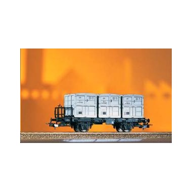 Wagon plat + 3 containers DR Epoque 3 Wagon plat + 3 containers DR Epoque 3