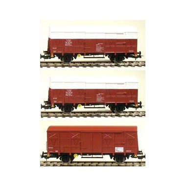 Wagons couverts 2 essieux Gs4 Meccoli Epoque 5, Kit 3 wagons