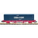 Wagon Plat SNCF 2 Essieux Caisse Mobile CMA/CGM, Epoque 5
