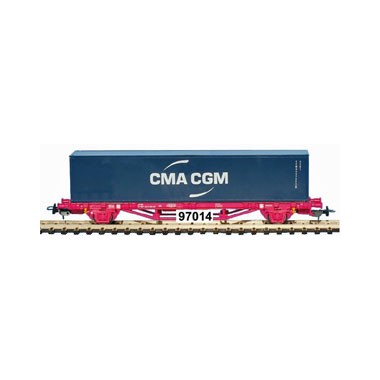Wagon Plat SNCF 2 Essieux Caisse Mobile CMA/CGM, Epoque 5