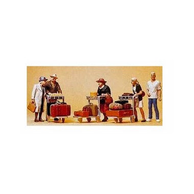 Figurines Voyageurs avec chariots à bagages 
