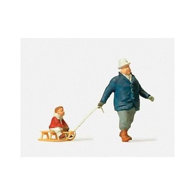 Figurines Homme tirant une luge