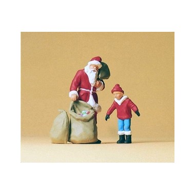 Figurines Pere Noel et enfant