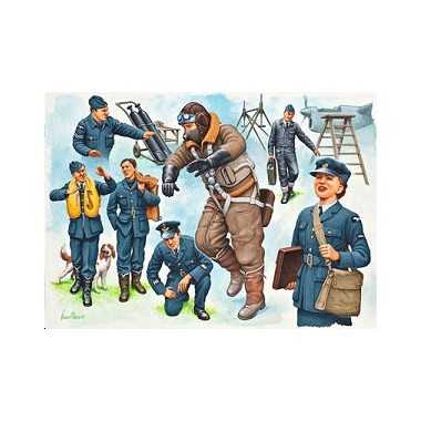 Figurines maquettes Pilotes RAF et personnel au sol, 2ème GM