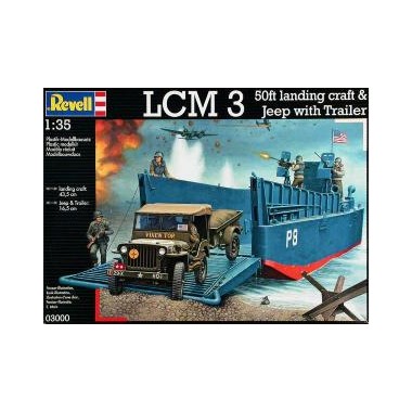 Maquette LCM3 50ft Landing Craft & Jeep + Remorque & figurines, 2ème GM Normandi