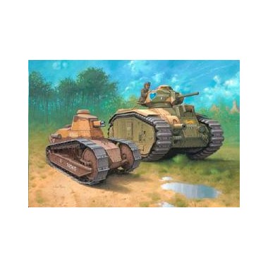 Diorama chars français B1 BIS & Renault FT17, 2ème GM Diorama chars français B1 BIS & Renault FT17, 2ème GM
