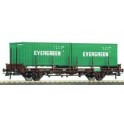 Wagon plat L53 containers Evergreen 20' SNCF Epoque 4