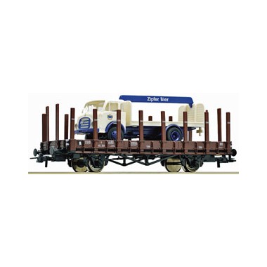 Wagon plat ÖBB chargé d'un camion Steyr 480-LKW Bières Zipfer, Epoque 3