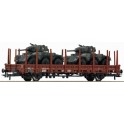 Wagon plat DB chargé de Tanks Saladin Armée Britannique du Rhin, Epoque 4
