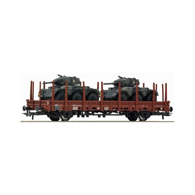 Wagon plat DB chargé de Tanks Saladin Armée Britannique du Rhin, Epoque 4