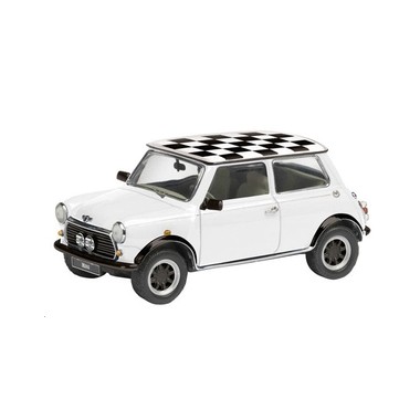 Miniature Mini Cooper blanche toit damier