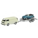 Miniature Volkswagen T3 + remorque + Coccinelle cabriolet  