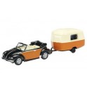 Miniature Volkswagen Coccinelle cabriolet avec caravane