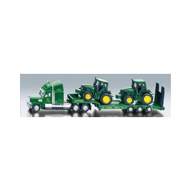 Miniature Camion Remorque surbaissée + 2 Tracteurs John Deere