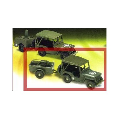 Miniature Jeep U.S. + remorque accessoires kaki