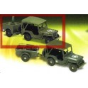 Miniature Jeep U.S. + remorque cantine kaki