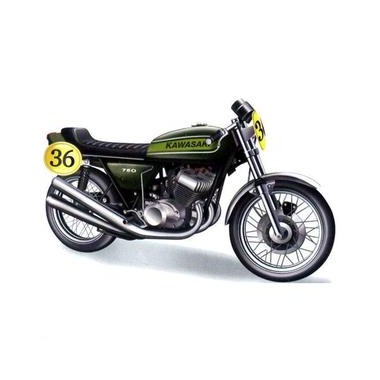 Miniature Kawasaki 750 H2 Racing noire/verte 1972
