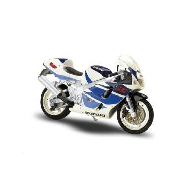 Miniature Suzuki GSX-R 750 blanche/bleue Miniature Suzuki GSX-R 750 blanche/bleue