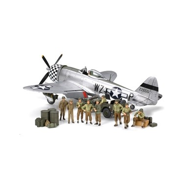 Maquette diorama P-47D Thunderbold et Infanterie au repos, 2ème GM