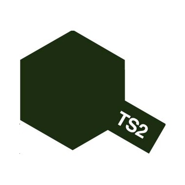Tamiya TS2 Vert foncé mat, bombe de peinture 100 ml