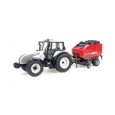 Miniature Tracteur Valtra T + Botteleuse Massey Ferguson 169V - francis  miniatures