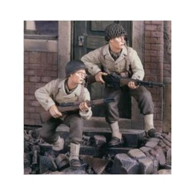 Figurines maquettes GI en mouvement en Europe, 2ème GM