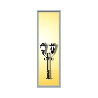 Lampadaire de parc double noir, ampoules LEDs