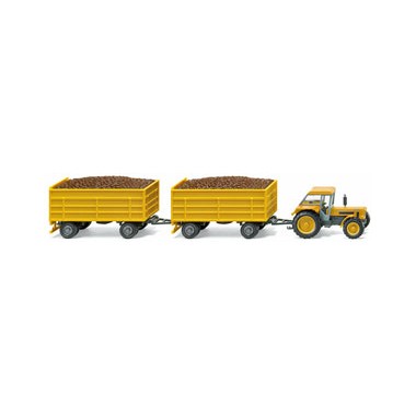 Miniature tracteur Schlüter 1250 VL avec 2 remorques 