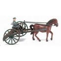 Miniature rateau-faneur avec conducteur et cheval