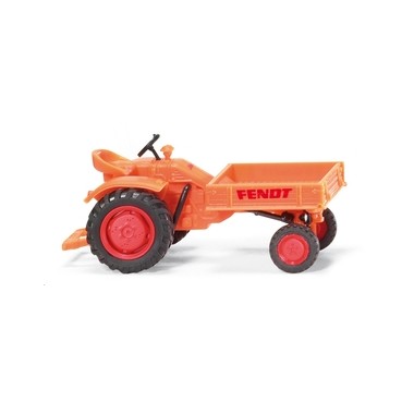 Miniature tracteur Fendt plateau porteur orange 1960