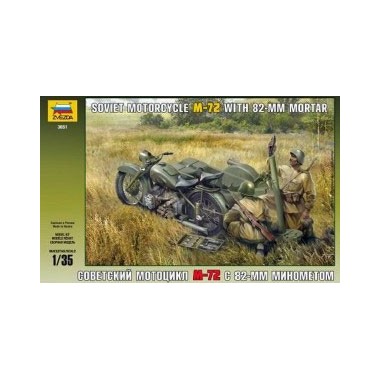 Maquette Moto soviétique M-72 avec Mortier  C 82-MM, 2ème GM