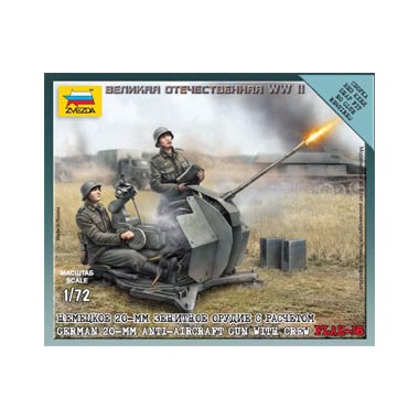 Figurines Canon anti-aérien allemand Flak-38 20mm et servants, 2èmeGM