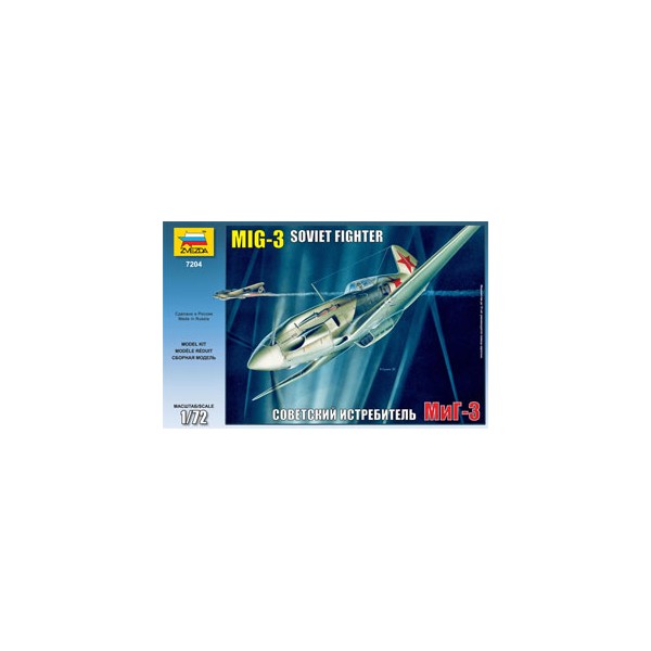 Zvezda 7204 500787204-1:72 MIG-3 Soviet Fighter WA Plastic Construction Set Model Kit for Beginners Detailed, Unpainted, One Size