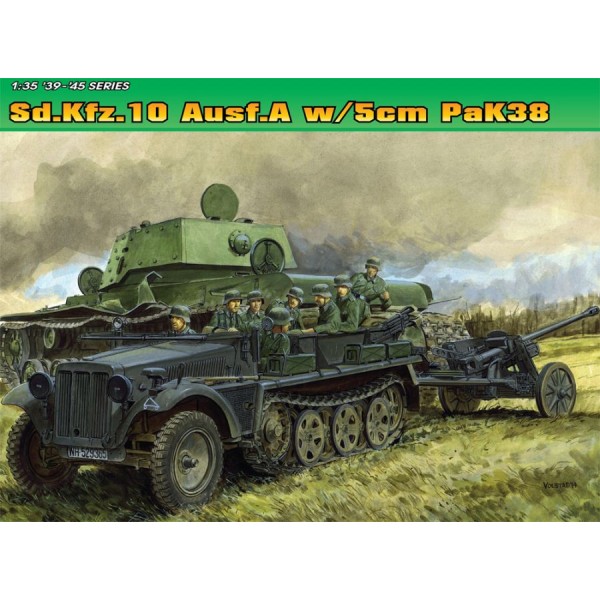 Maquette Dragon 1/35 - Sd.Kfz.10 Ausf.A Avec Canon 5cm Pak 38 - Ref 6732 - Neuf